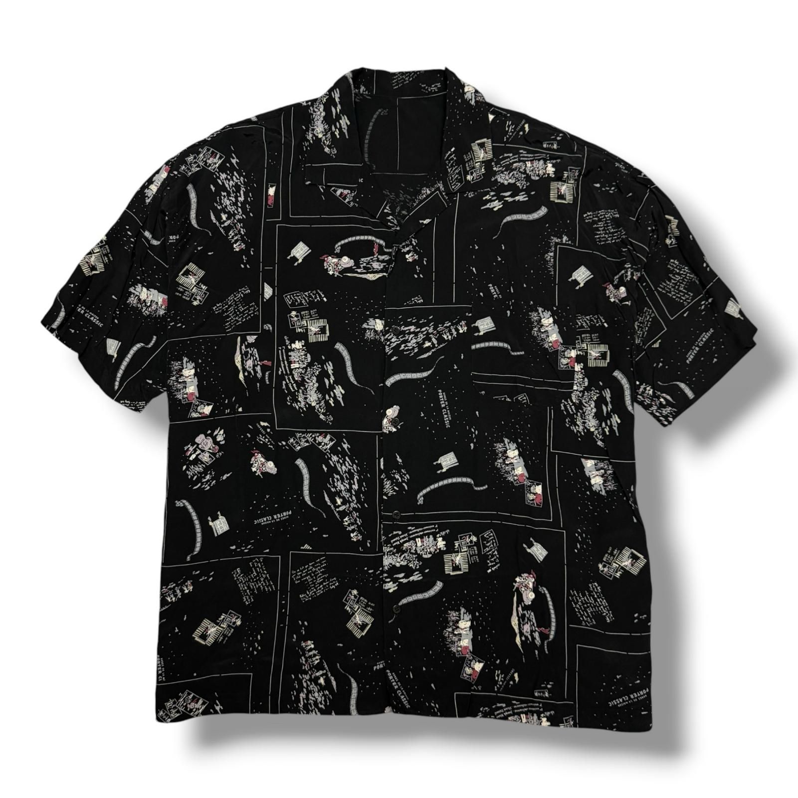 PORTER CLASSIC ALOHA SHIRT FRENCH FILM フレンチフィルムアロハシャツ ハワイアンシャツ ポータークラシック ブラック XL （16424M）