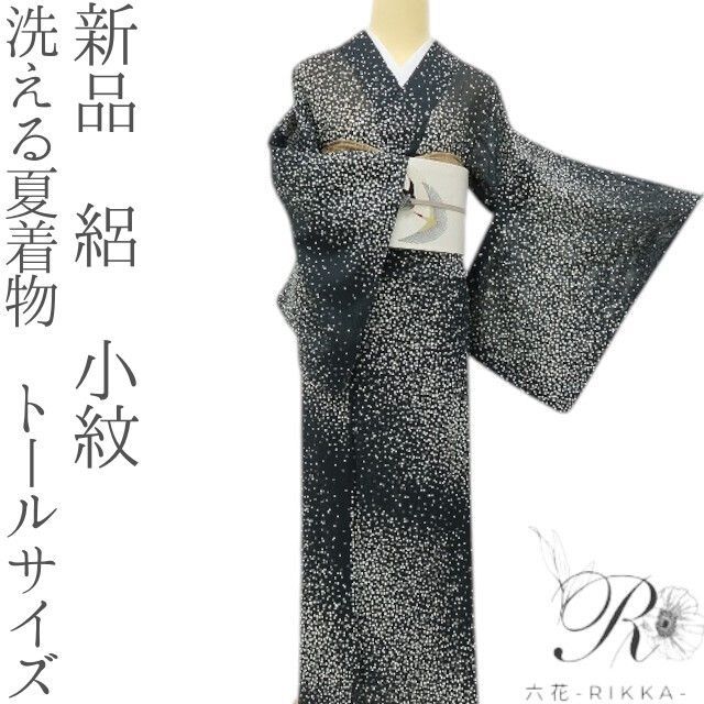 六花-RIKKA- 新品 洗える夏着物 トールサイズ 絽❀星降る夜の雪片❀小紋 着物 A5377