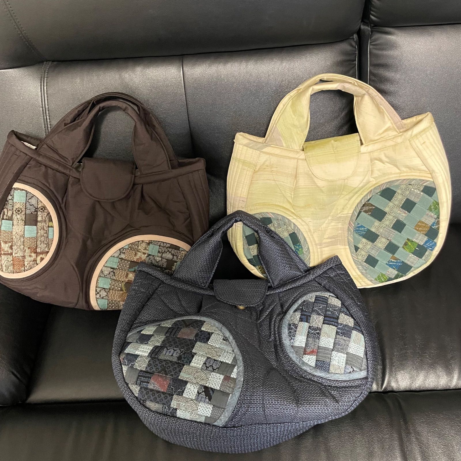 ハンドメイド 着物リメイクパッチワークトートバッグ 大島紬 - メルカリ