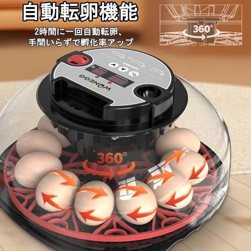【新品】LED孵卵器 自動転卵／温度湿度調整◎孵化器 うずら・鳩・鶏卵56個対応 ☆新品☆自動孵卵器 インキュベーター 12卵 自動転卵/給水 デジタル