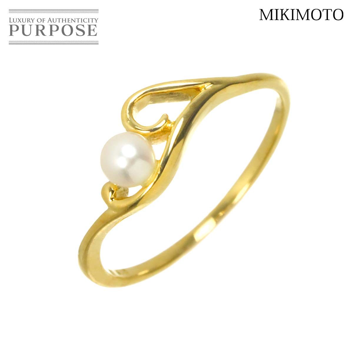 ミキモト MIKIMOTO 10.5号 リング ベビーパール 3.6mm ダイヤ K18 YG