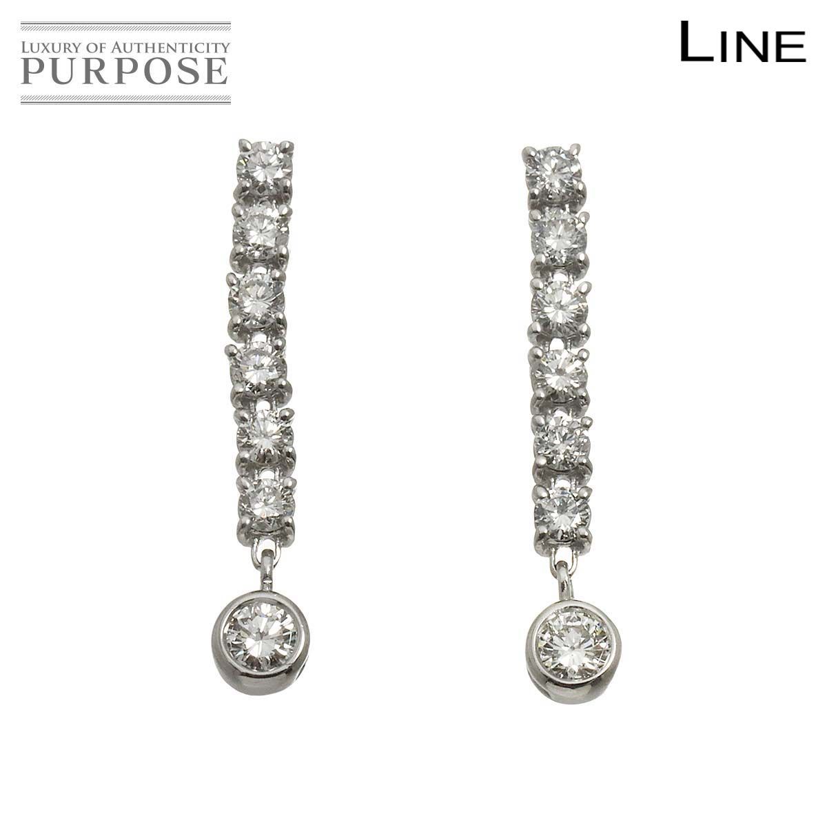 デビアス DE BEERS ライン LINE ダイヤ 1.00ct ピアス K18 WG ホワイト 