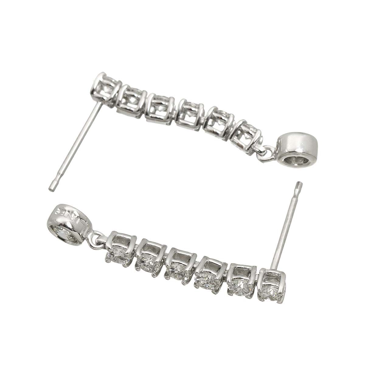 デビアス DE BEERS ライン LINE ダイヤ 1.00ct ピアス K18 WG ホワイト 