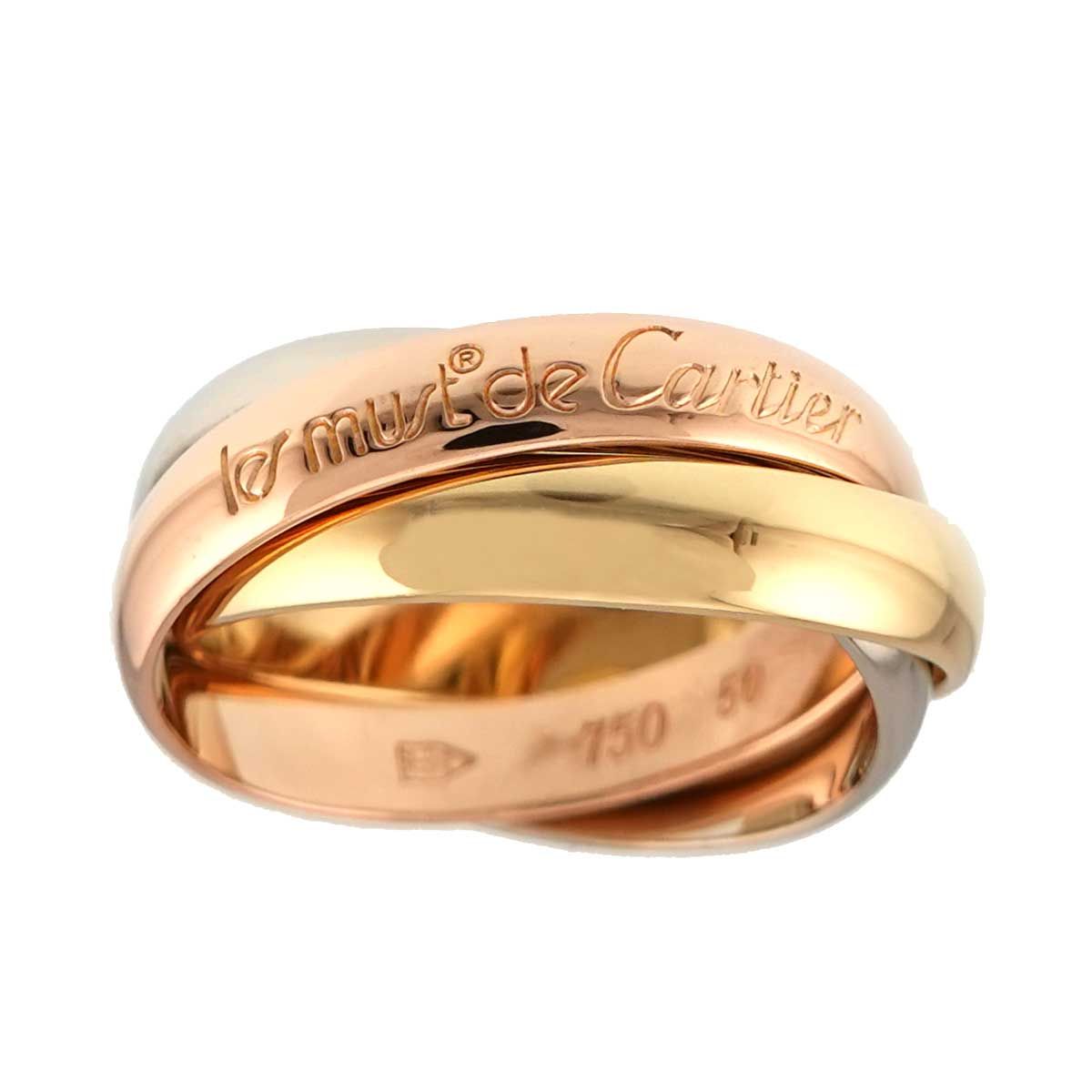 カルティエ Cartier トリニティ ミディアム MM #50 リング K18 YG WG