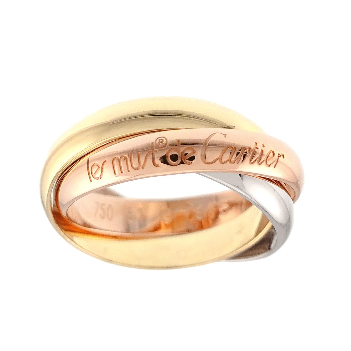 カルティエ Cartier トリニティ ミディアム MM #51 リング K18 YG WG 