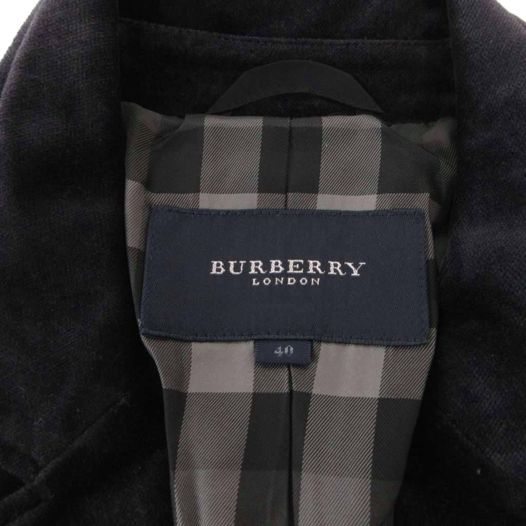 バーバリーロンドン　ベルベット テーラードジャケット　ノバチェック　44　黒 バーバリー ロンドン BURBERRY LONDON ベルベット テーラード