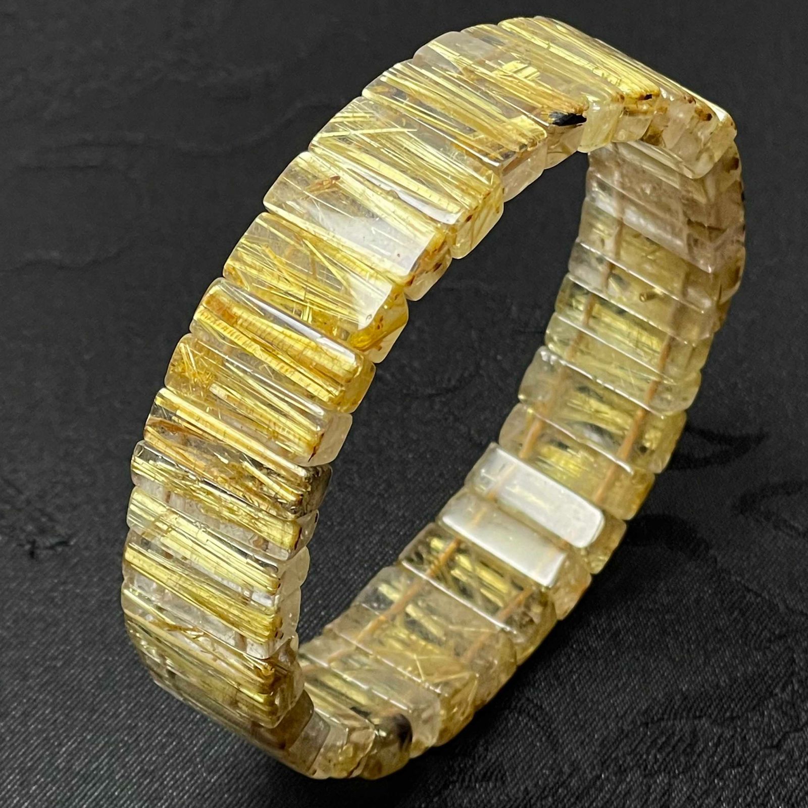天然石★【120Aタイチンルチル】★バングル 黄金針水晶 天然石 14.8*6.2*5.4mm ZB10546