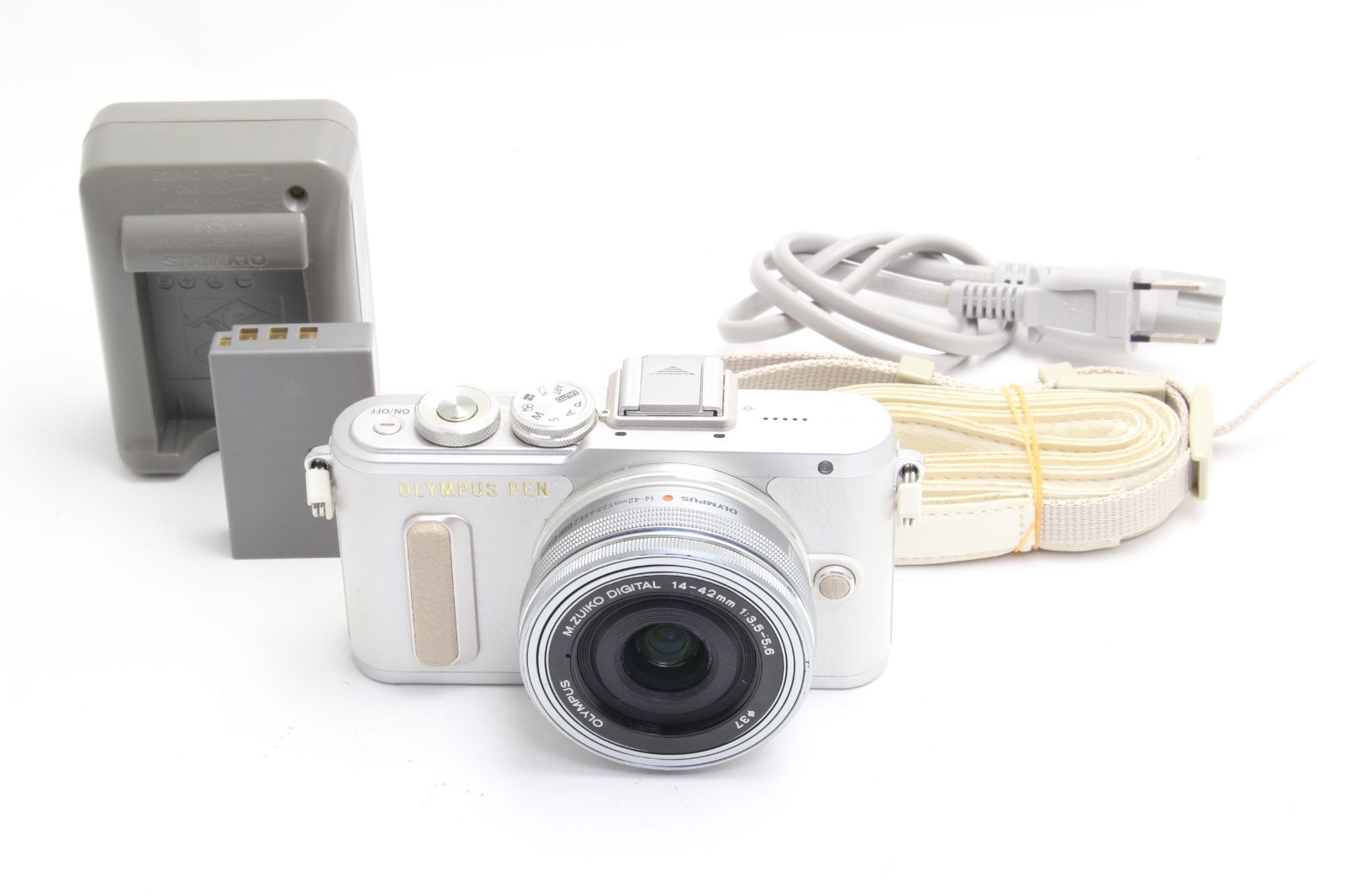 AB+ (良品) OLYMPUS オリンパス PEN E-PL8 ホワイト EZ 14-42mm レンズ 