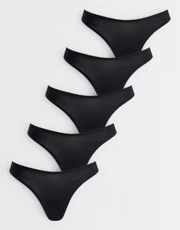 エイソス レディース アンダーウェア ブリーフパンツ ASOS DESIGN 5 pack thong Black ブラック