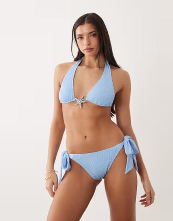 サウスビーチ レディース 水着 ボトムスのみ South Beach tieside bikini bottom in mid BLUE ブルー