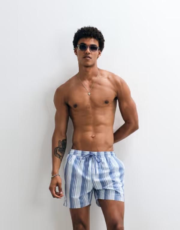 サウスビーチ メンズ 水着 ハーフパンツ・ショーツ ショートパンツ South Beach striped swim shorts multi MID BLUE ブルー