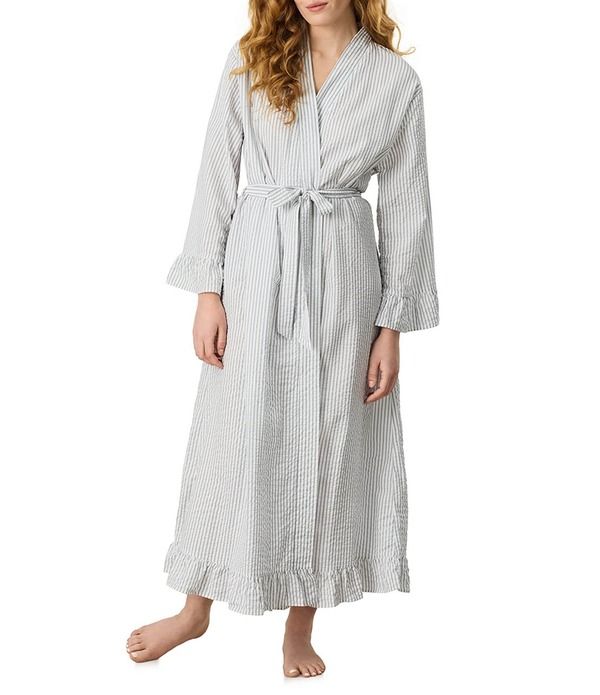 カロールホクマン レディース アンダーウェア ナイトウェア マキシ Carole Hochman Grey Stripe Woven Seersucker Long Sleeve Shawl Collar Maxi Robe Grey Stripe Seers