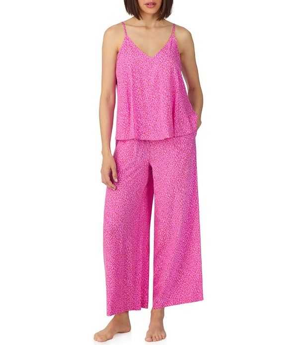 ダナキャラン レディース アンダーウェア ナイトウェア Vネック プリント ノースリーブ Donna Karan DKNY Abstract Print Sleeveless VNeck Woven Long Pajama Set Pink Print ピンク