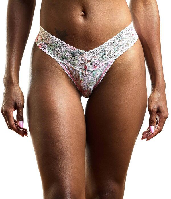 ハンキーパンキー レディース アンダーウェア パンツ フラワー柄 プリント レース フラワー Hanky Panky Signature LaceR Original Rise Floral Printed Thong Rocco Rose