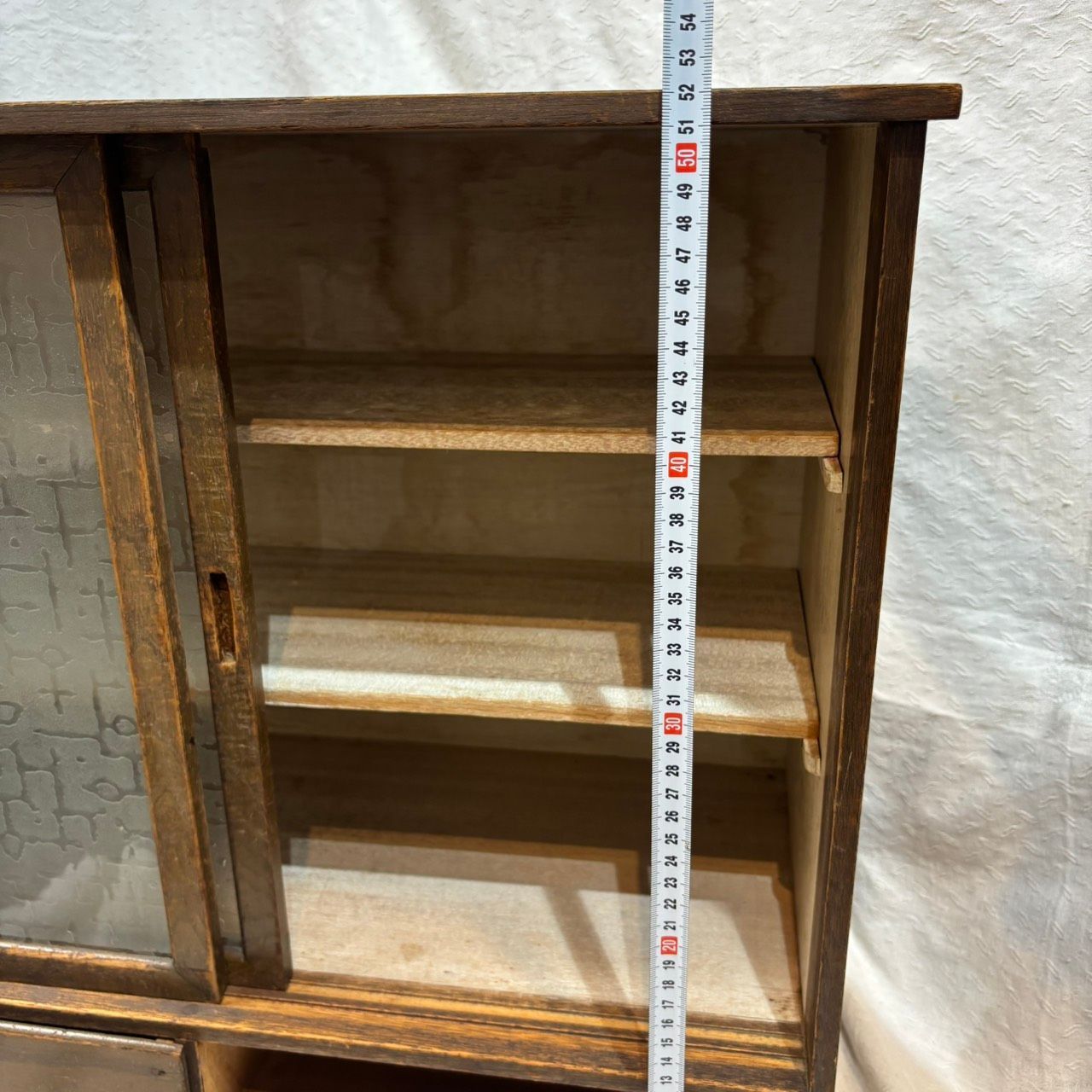 503 昭和レトロ 木製 引き戸ガラス戸棚 キャビネット 飾り棚 食器棚 古