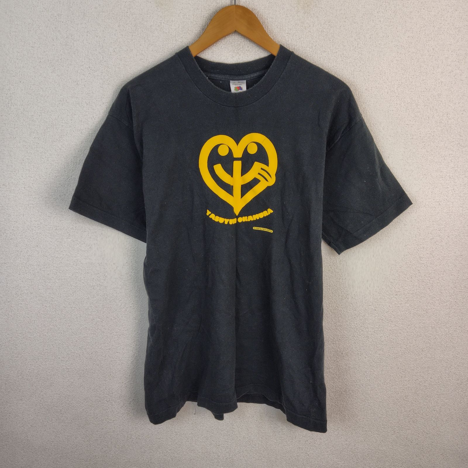 禁じられた生きがい ツアーTシャツ FRUIT OF THE LOOM フルーツオブザルーム 半袖Tシャツ 岡村靖幸 ツアーT 1996 グラフィック ブラック L メンズ 古着 レトロ ナード系