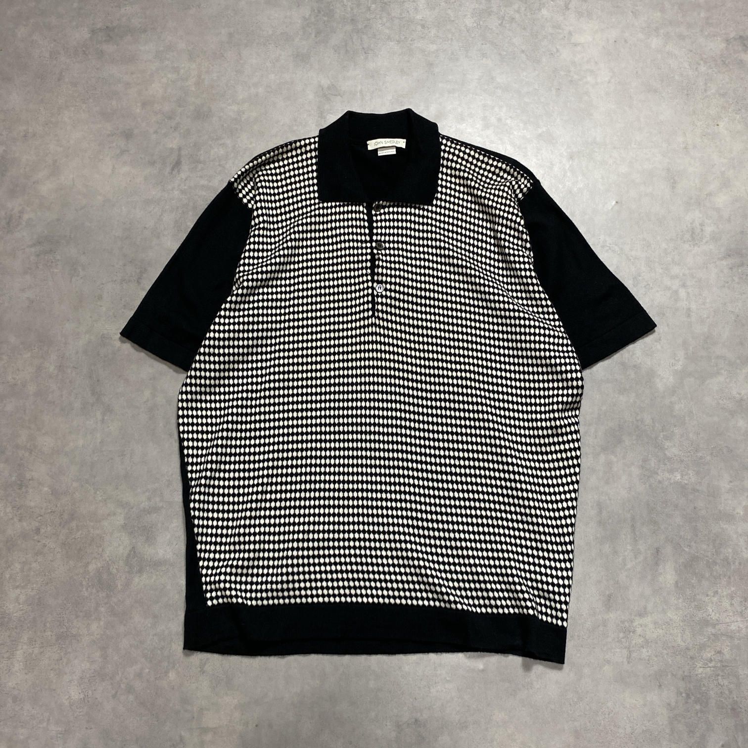 GQ5685◇JOHN SMEDLEY : 英国製 ハイゲージ コットンニットポロシャツ