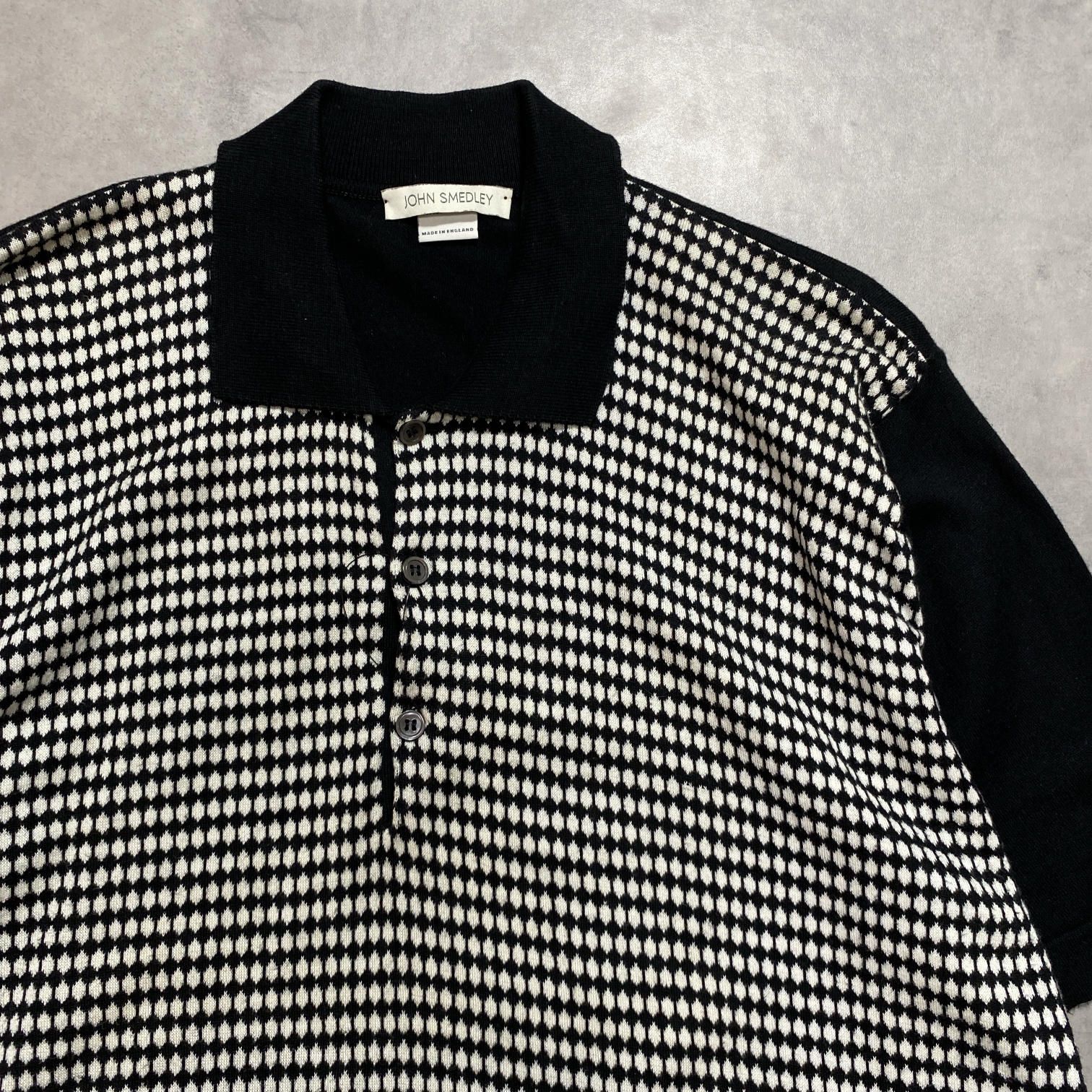 GQ5685◇JOHN SMEDLEY : 英国製 ハイゲージ コットンニットポロシャツ