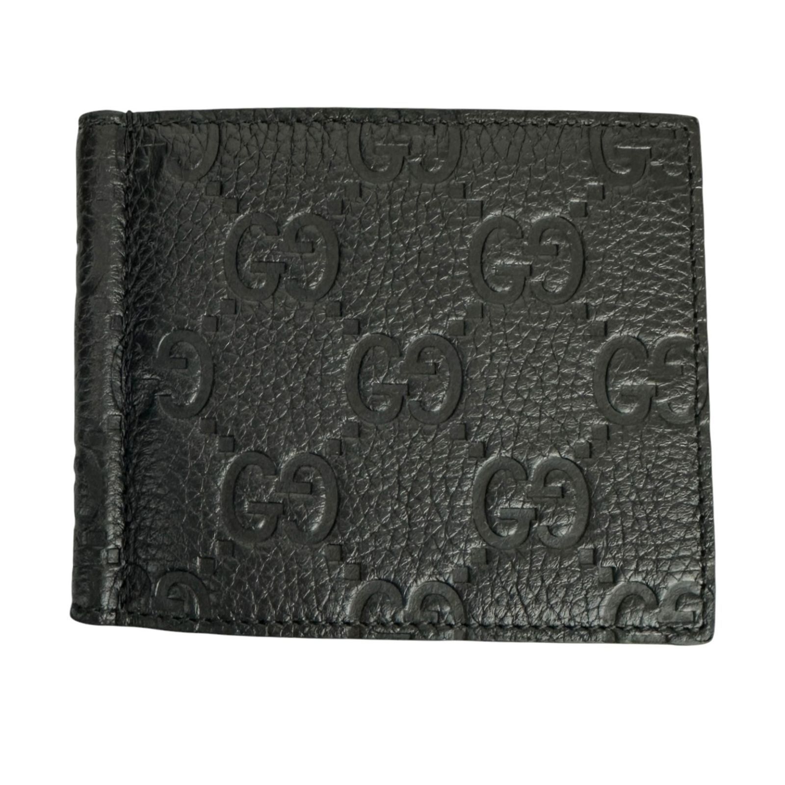 【GUCCI】グッチ 835010･0416 レザーマネークリップ メンズ ブラック レザー シルバー金具 財布 【中古】USED-S 【9356】