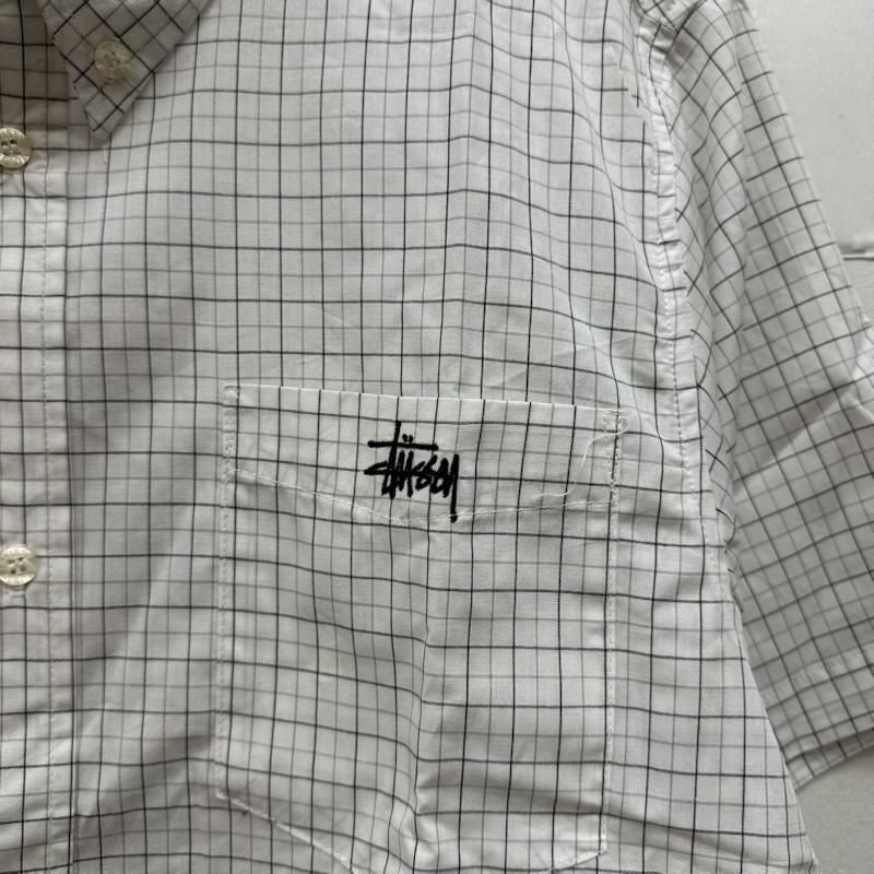 ステューシー 90s 紺タグ USA製 ロゴ 刺繍 チェック シャツ メンズ L
