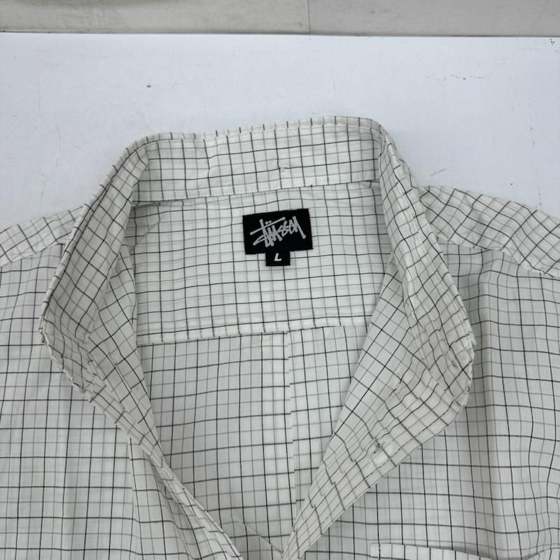 ステューシー 90s 紺タグ USA製 ロゴ 刺繍 チェック シャツ メンズ L