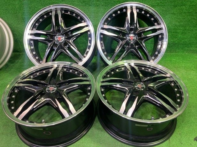 シュタイナーLSV ﾊﾘｱｰ ｽｶｲﾗｲﾝ ホイール アルミ ブラックポリッシュ 18インチ 7.5J 5穴 4本 114.3 +