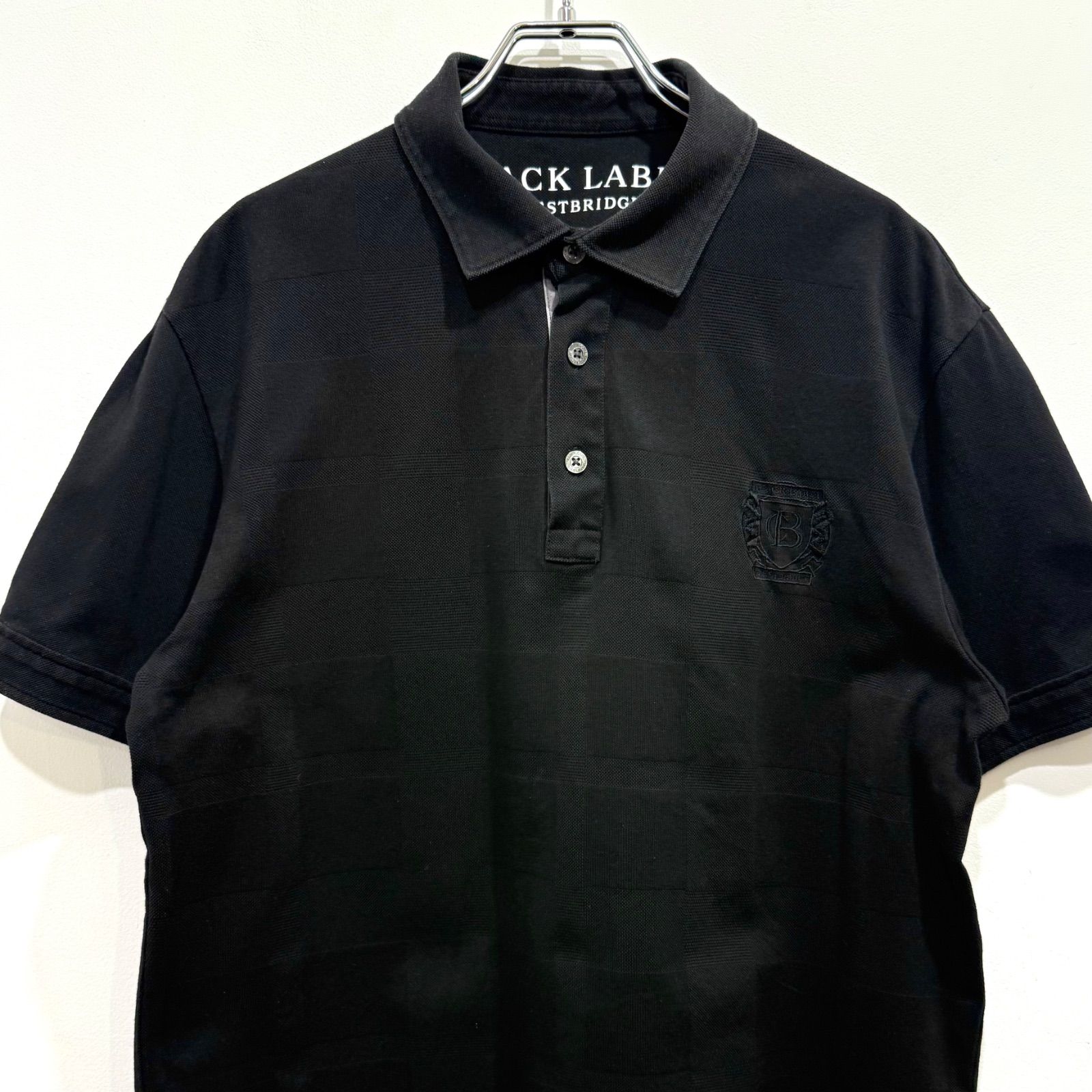【美品】ブラックレーベルクレストブリッジ 半袖ポロシャツ 黒 BLACK LABEL CRESTBRIDGE ブラックレーベルクレストブリッジ 半袖