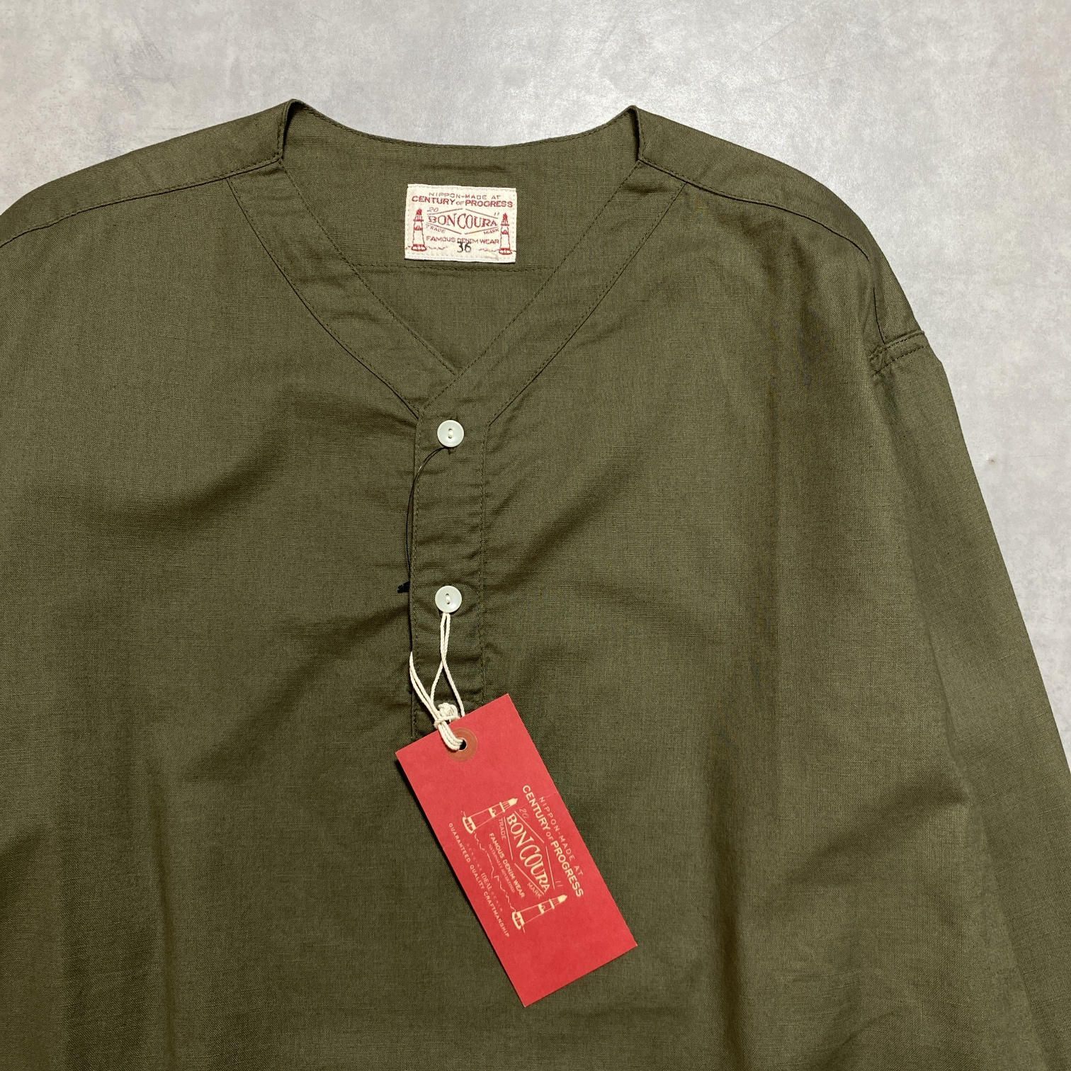 GQ5688◇BONCOURA : Sleeping Shirt◇36◇オリーブ系 定価￥27000
