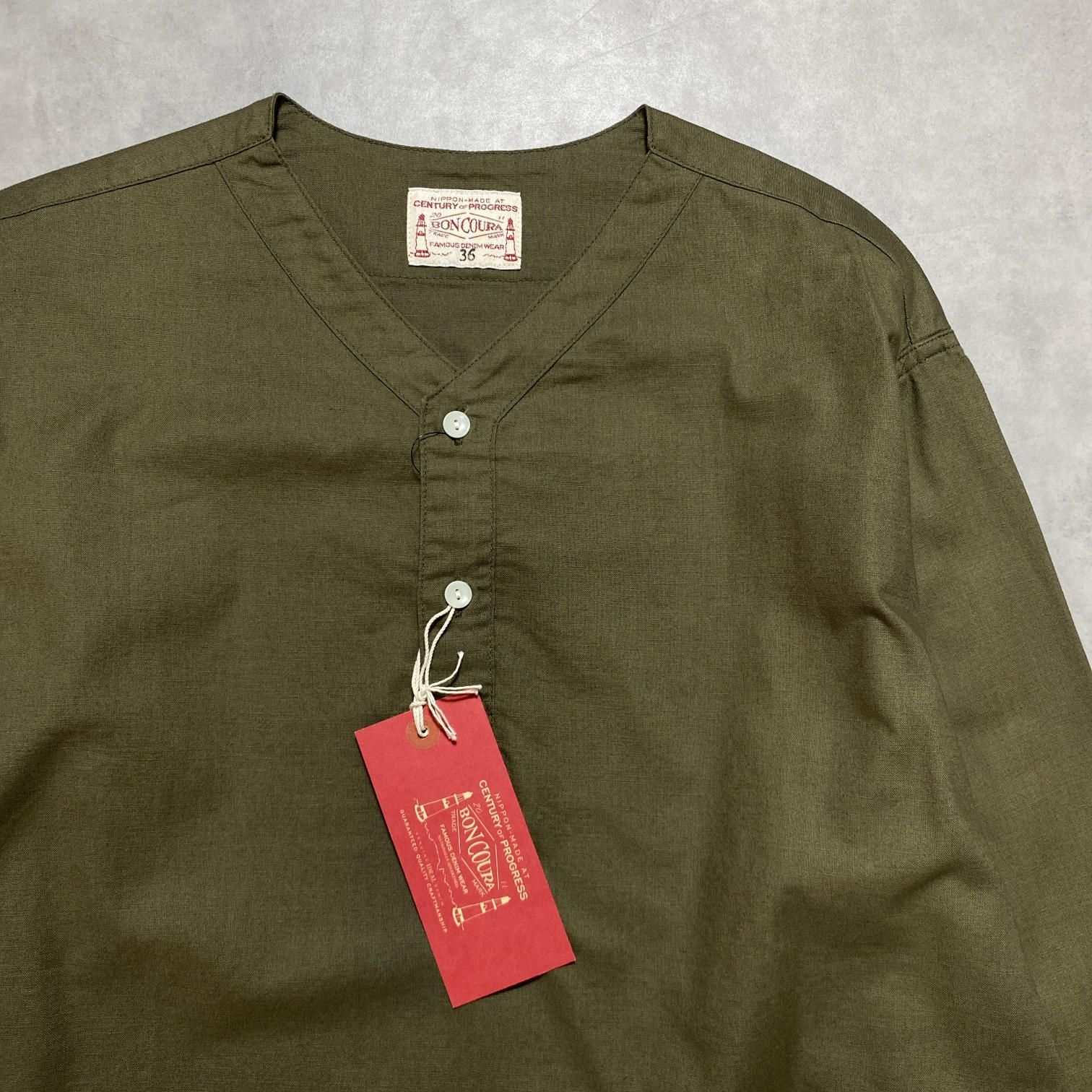 GQ5689◇BONCOURA : Sleeping Shirt◇36◇オリーブ系 定価￥27000 