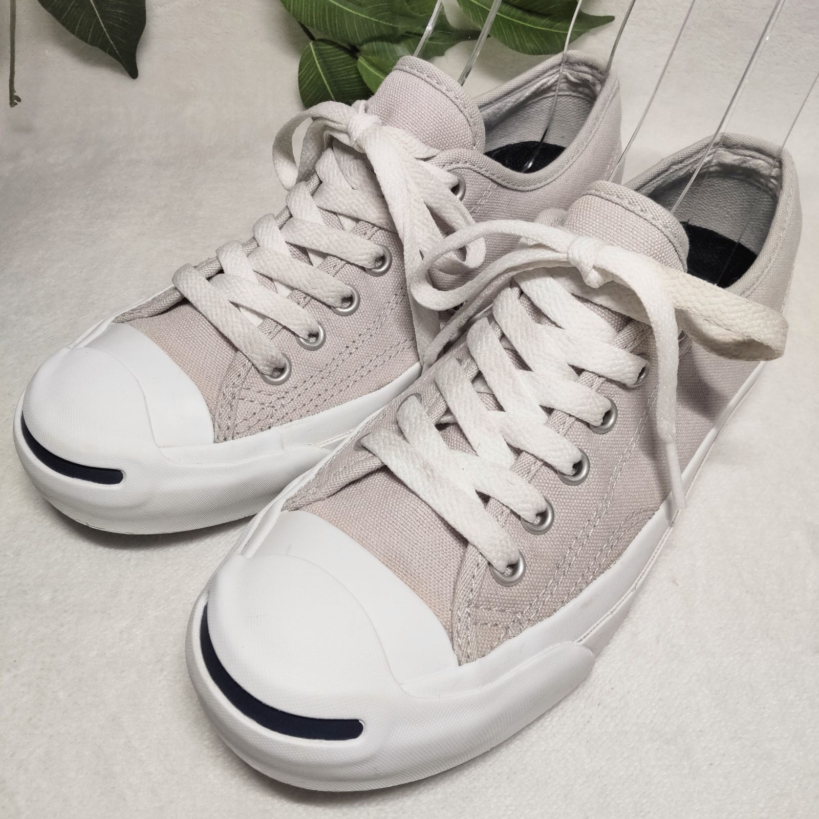 【良品】CONVERSE/コンバース/ジャックパーセル/スニーカー/ライトグレー/23.5cm