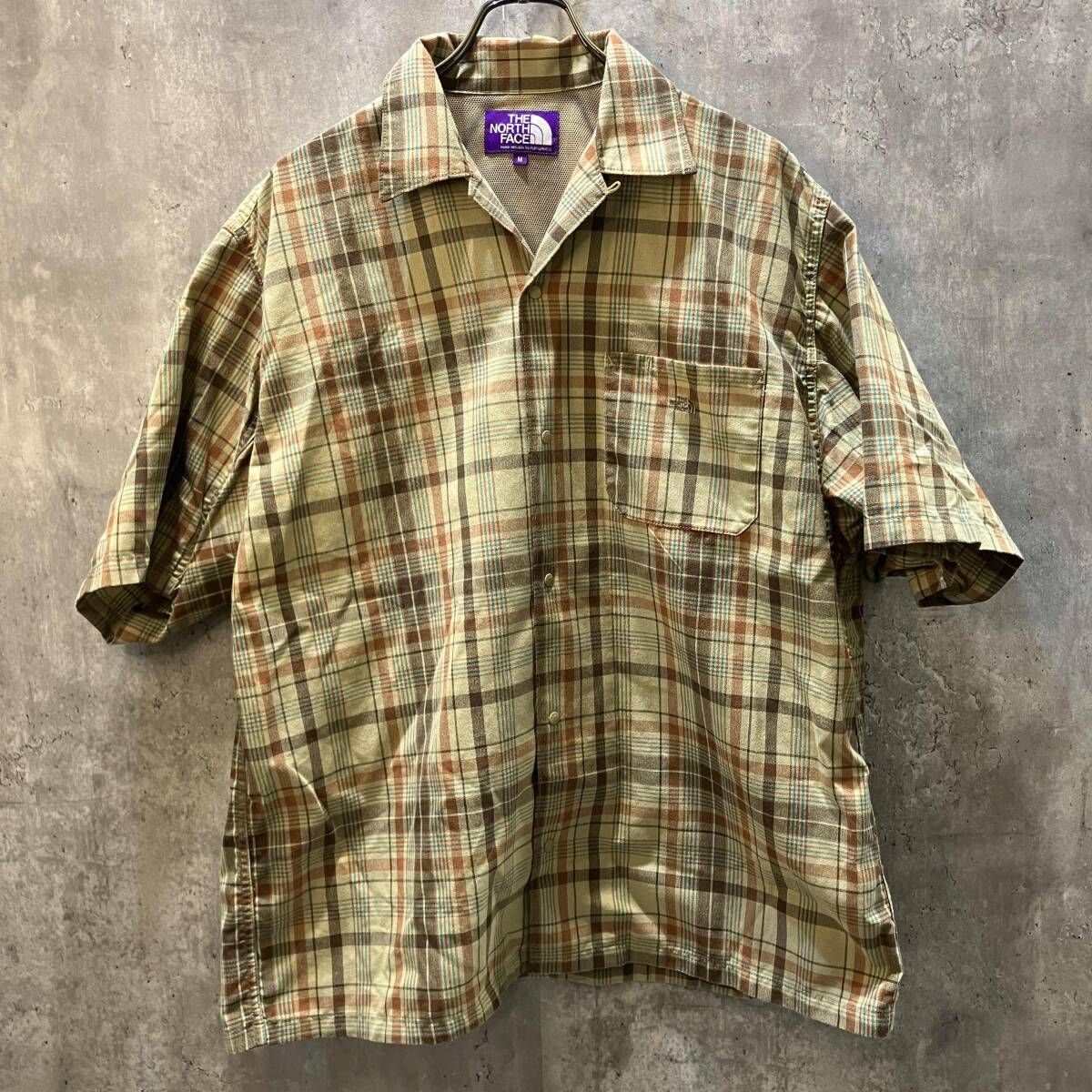 THE NORTH FACE PURPLE LABEL Madras Field H/S Shirt Beige sizeM 