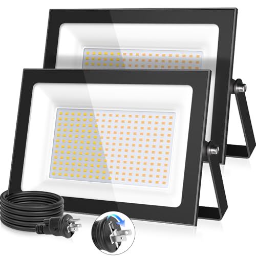 ☆新品☆MEIKEE【100W 超薄型 電球色 2個セット】LED投光器 看板灯 屋外投光器 2700K 超高輝度 10000lm 省エネ 豪雨対応 IP66防水 1000w相当 5万時間点灯可能 13年間耐久度 省エネ 120°広角 看板照明 お店用 駐車場