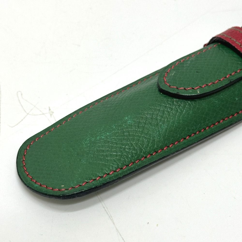 HERMES エルメス ペンケース バイカラー ヴォーエプソン グリーン