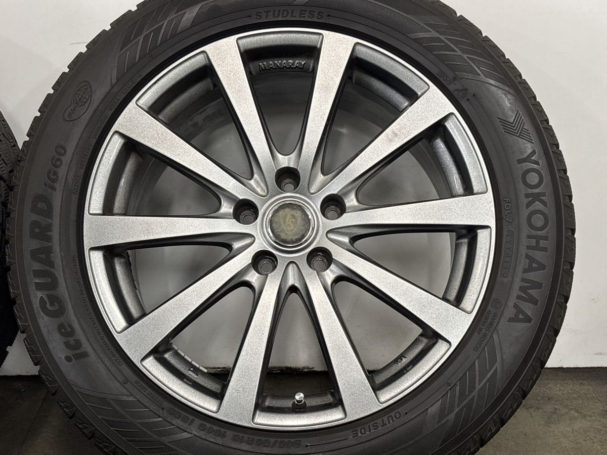 マナレイスポーツ18インチアルミセット245/50R18管理098 希少サイズ】マナレイスポーツ 18in 8J +45 PCD114.3 ヨコハマ アイス