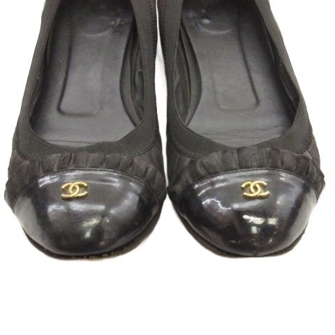 16564✨CHANEL ココマーク パテントレザー フリル バレエシューズ シャネル CHANEL ココマーク バレエ シューズ フラット フリル レザー