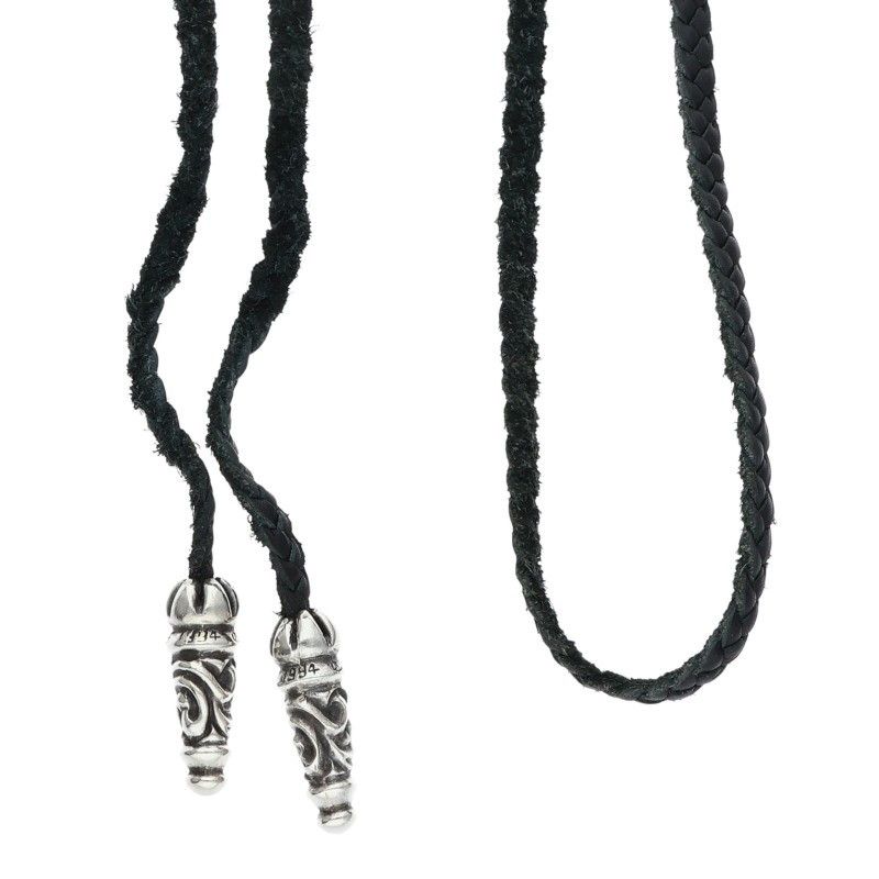 クロムハーツ LEATHER BRAID/ラージスクロールレザーブレード シルバー