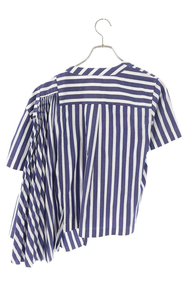 sacai 半袖ブラウス サカイ 19SS 19-04299 アシンメトリーストライプ半袖ブラウス