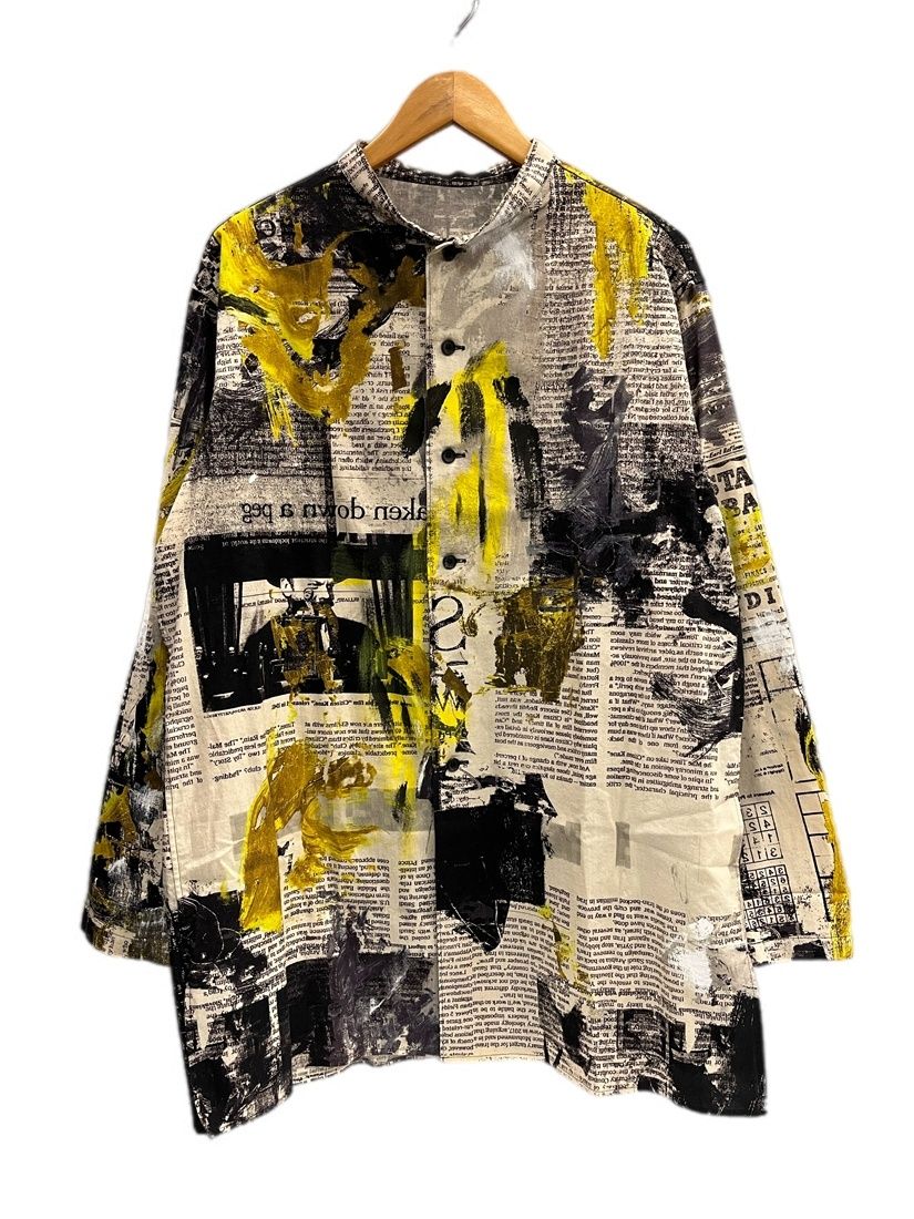 シシ神　yohjiyamamoto ニュースペーパーシャツ ヨウジ ヤマモト YOHJIYAMAMOTO pour homme 22SS NEWSPAPER STAND