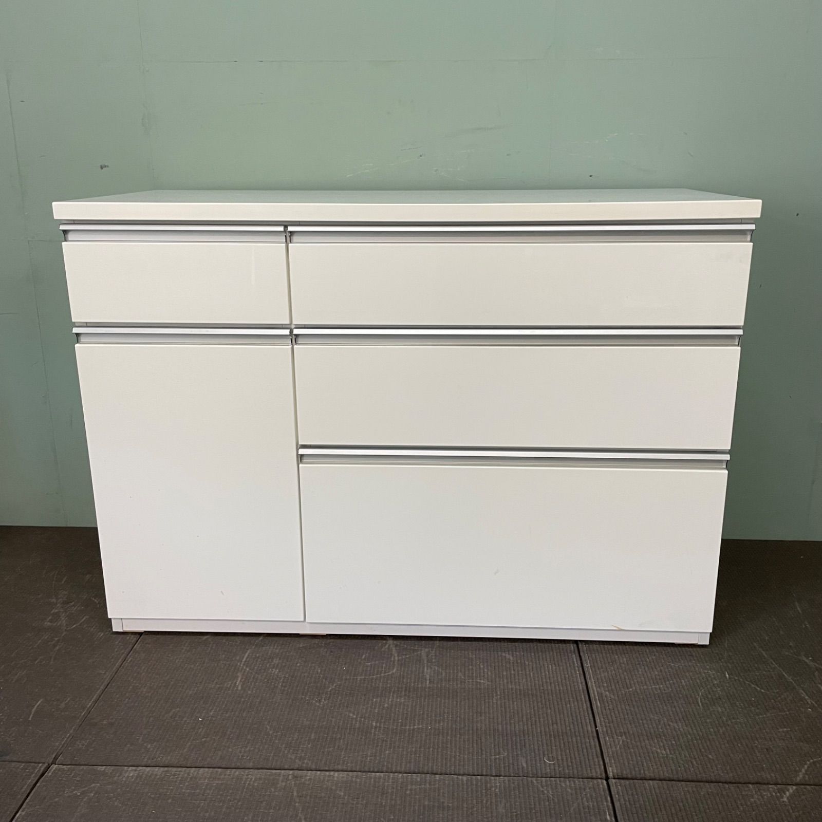 【中古】ホワイト キッチンカウンター 引き出し付き ♭ ニトリ キッチンカウンター 幅120cm ホワイト 収納 引き出し 白 2F