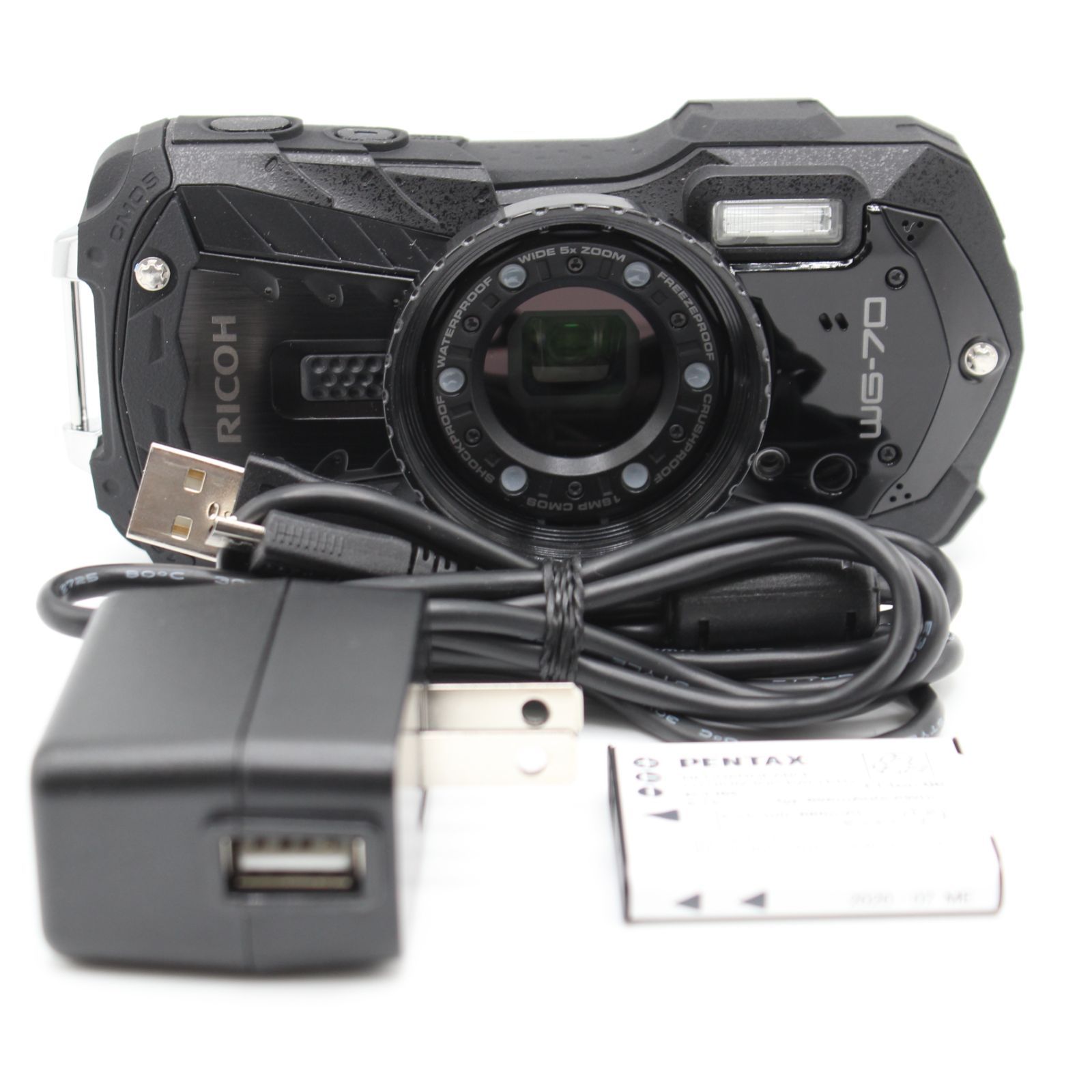 美品】RICOH リコー WG-70 ブラック 防水デジタルカメラ JS129-02185 