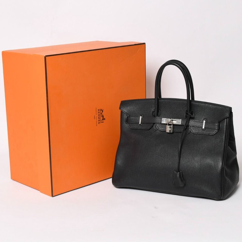 極美品 HERMES エルメス BIRKIN バーキン35 ブラック シルバー金具