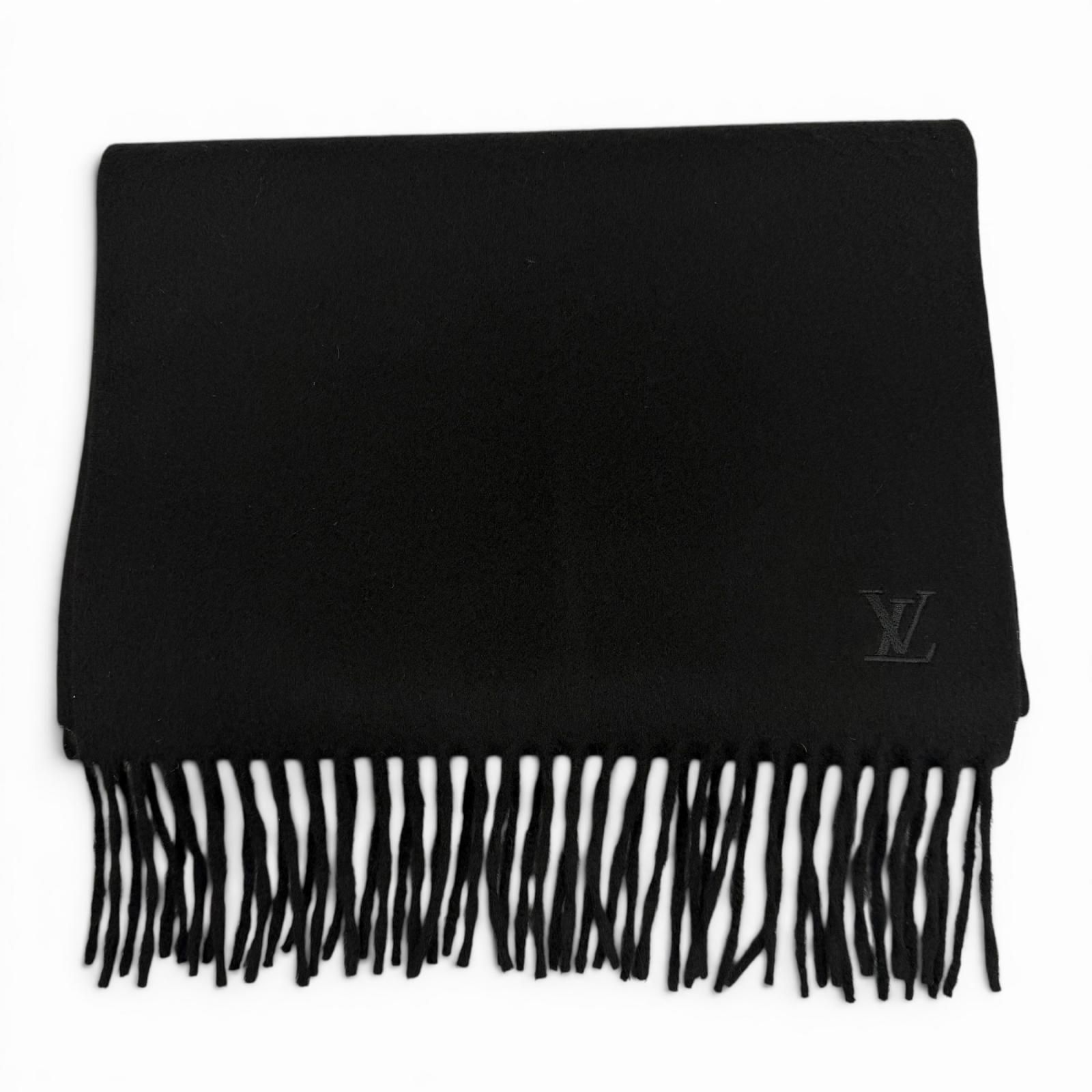 Louis Vuitton ブラック マフラー 100%カシミヤ 美品▽LOUIS VUITTON ルイヴィトン M75362 カシミヤ エシャルプ