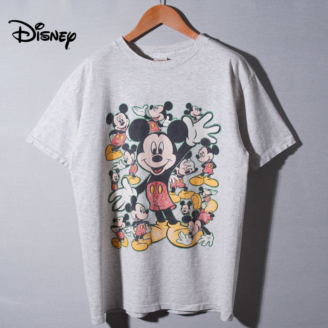 90s USA製 ディズニー Disney ミッキー Tシャツ M グレー ヴィンテージ