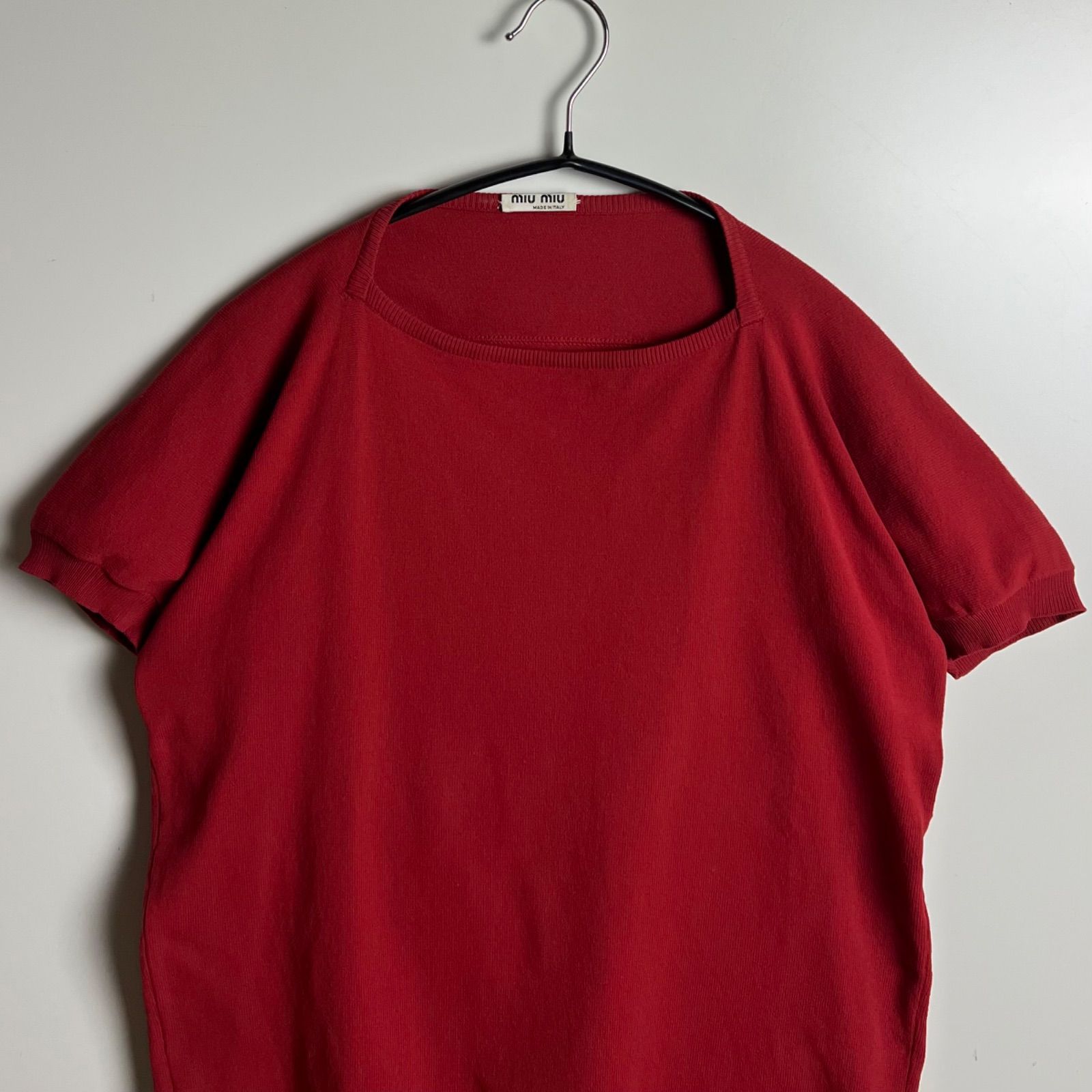 99SS-00AW miumiu archive 短丈ニット miu miu 00s archive nylon knit design tops 40 M ミュウミュウ 変形
