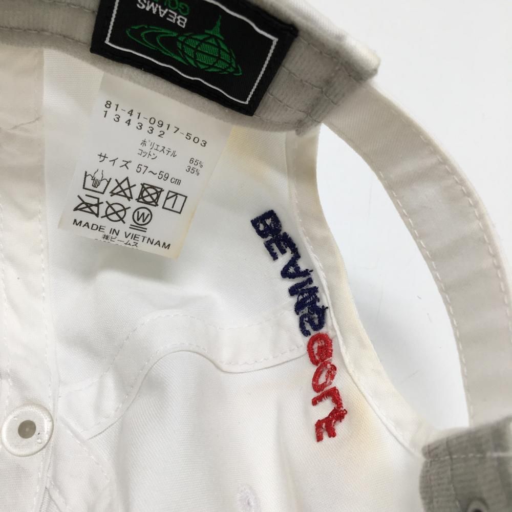 ビームスゴルフ キャップ 白×ネイビー ロゴ刺しゅう 汗取りパッド付 57