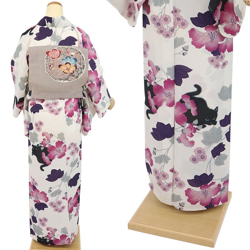 浴衣 パープル レディース 《 撫松庵 》 セオアルファ 洗える浴衣 単品