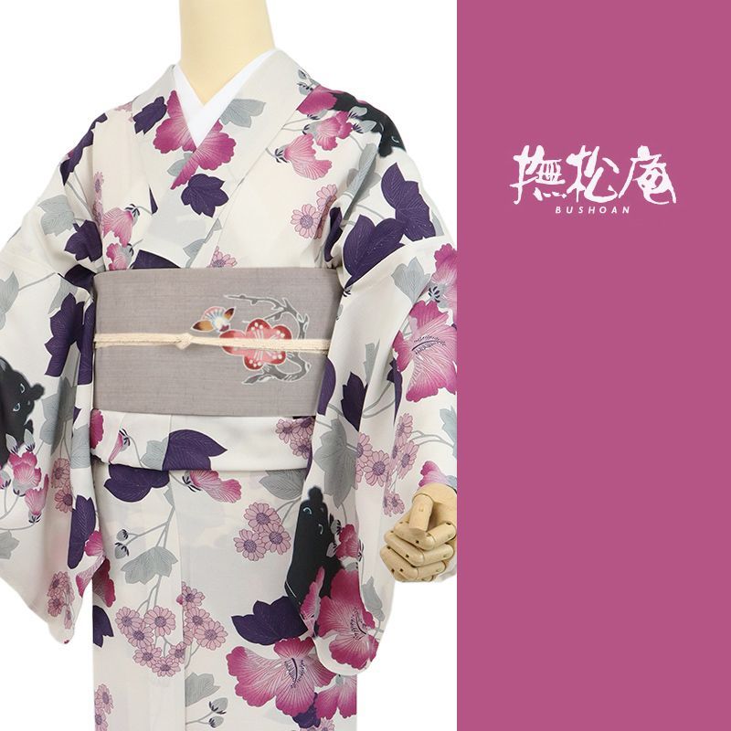 浴衣 パープル レディース 《 撫松庵 》 セオアルファ 洗える浴衣 単品