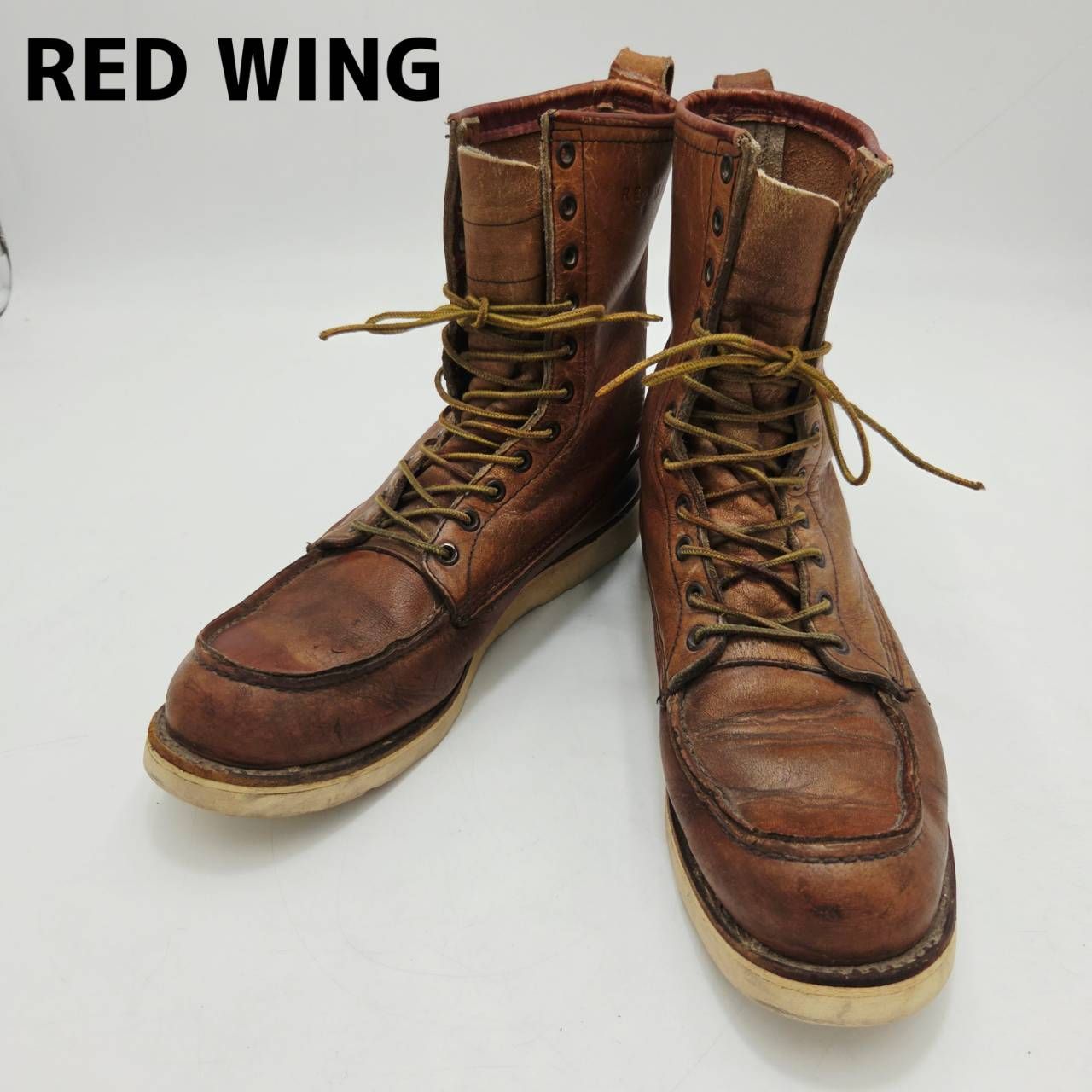 希少　RED WING　レッドウィング　犬タグ　ワークブーツ　クラシックモックトゥ　8-inch Classic Moc　アイリッシュセッター　877　レースアップ　US9　ブラウン/茶