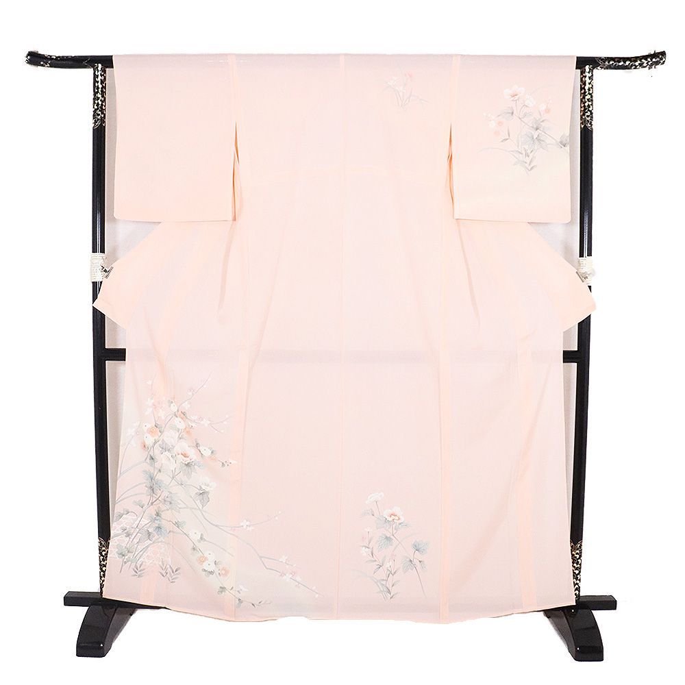 絽 訪問着 絽 長襦袢 セット 正絹 ピンク 菊 けし Lサイズ ki32294 未