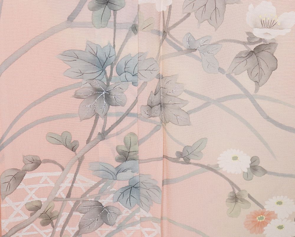 絽 訪問着 絽 長襦袢 セット 正絹 ピンク 菊 けし Lサイズ ki32294 未